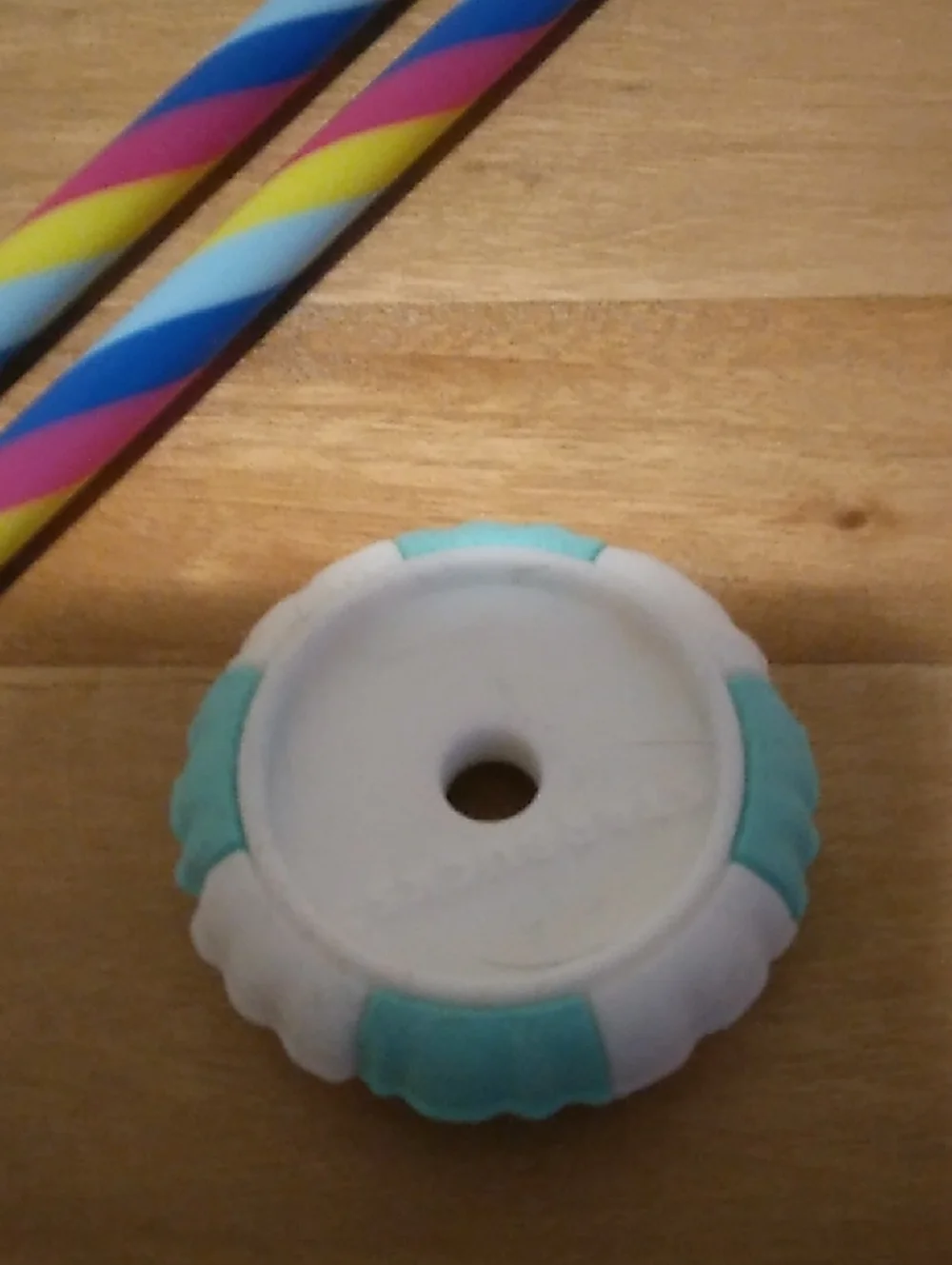 Starbucks Multi-Color Spiral Reusable Straws with Aqua & White Raft topper